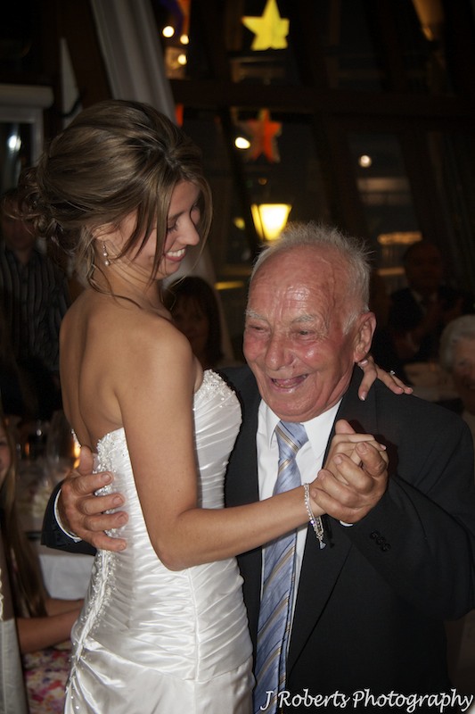 Bride and grandfather dancing - wedding photography